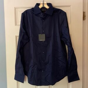 District & Row Blue Slim Fit Button Up Shirt Long Sleeve Size M NWT